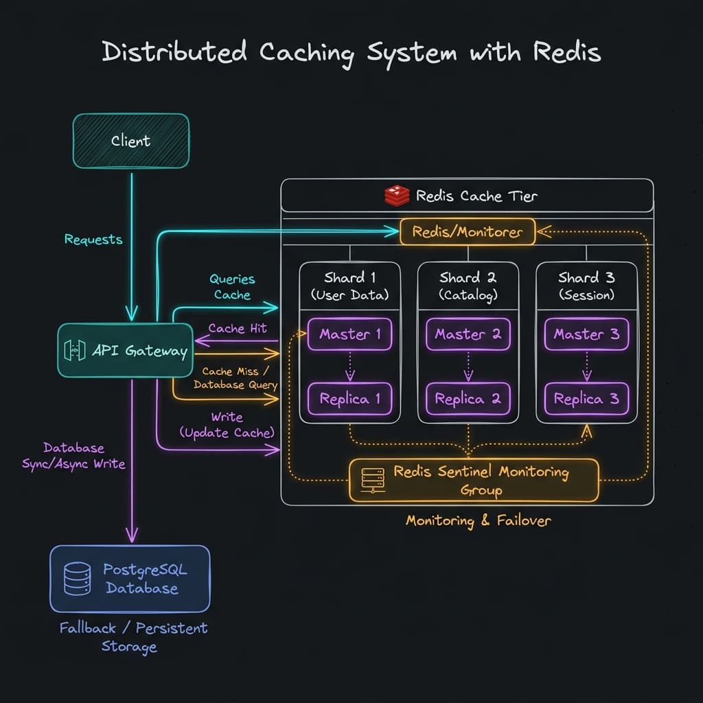 Design a Distributed Caching System (Redis) architecture diagram