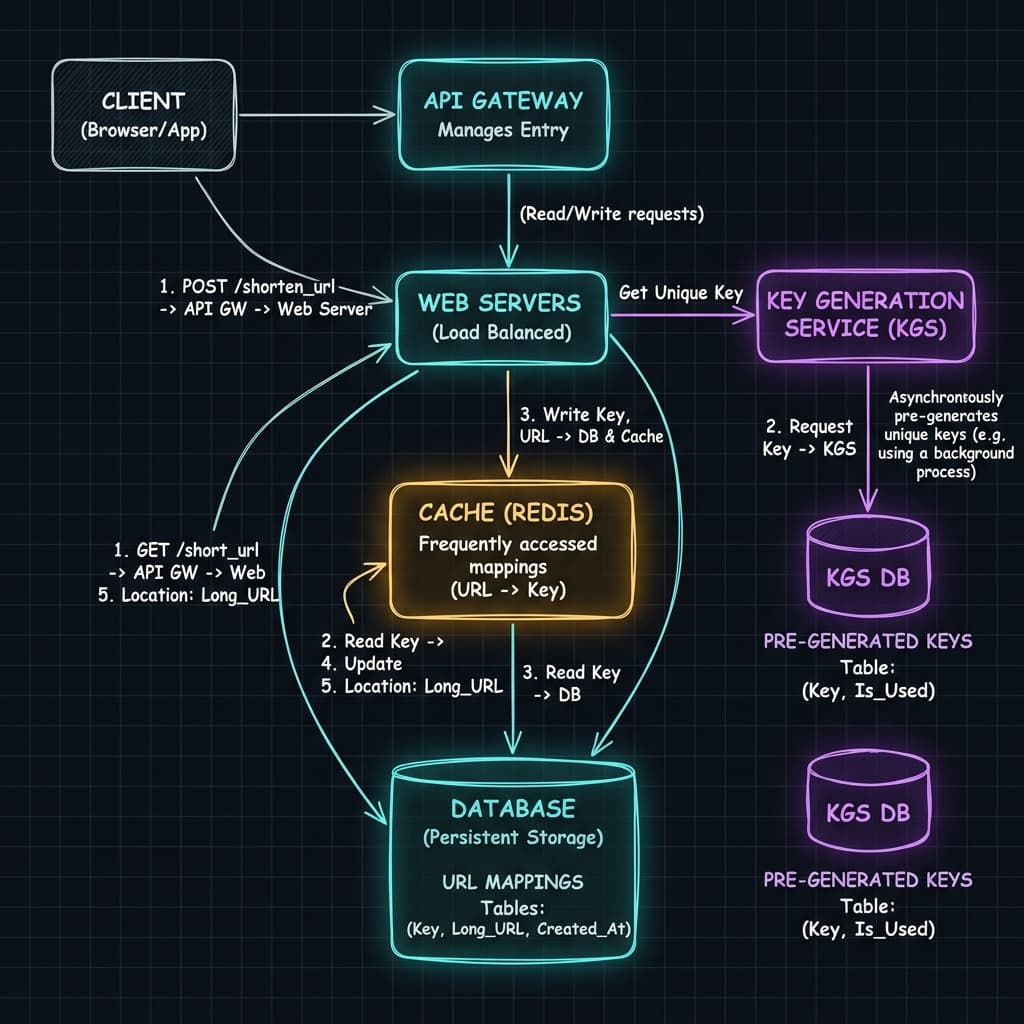 Design a URL Shortener (TinyURL) architecture diagram